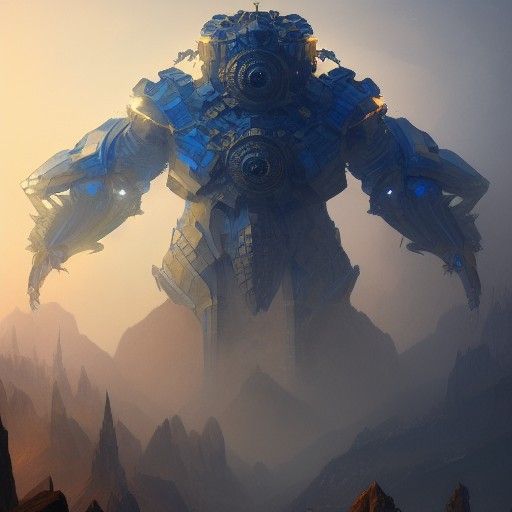 Sapphire Colossus in Dark Fantasy Style