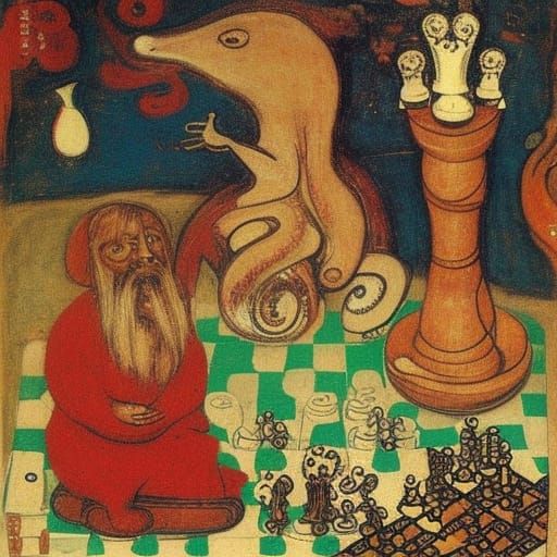 Hedgehog and Octopus Chess Match: Classical Surrealism