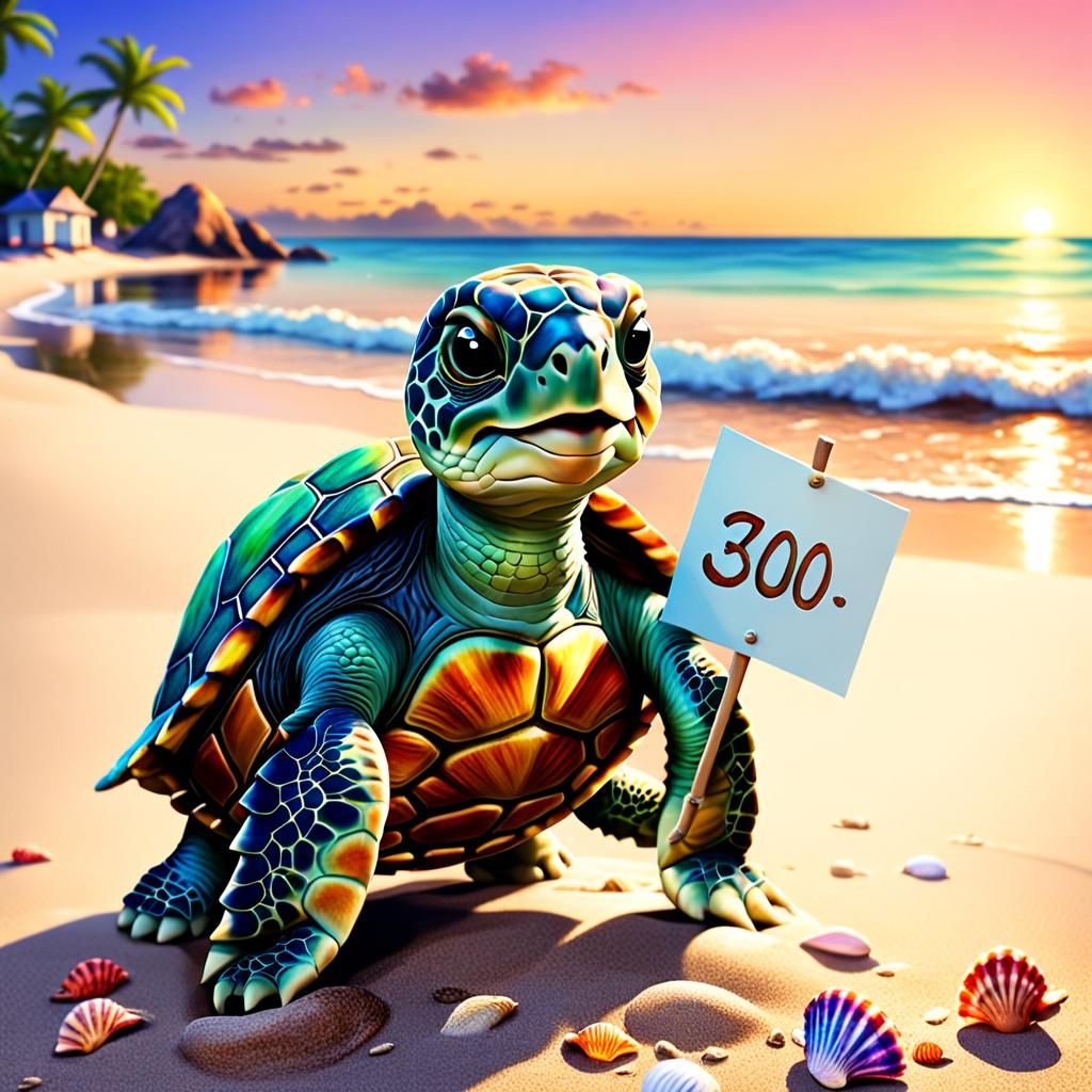Adorable Sea Turtle Celebrates Milestone on Beach
