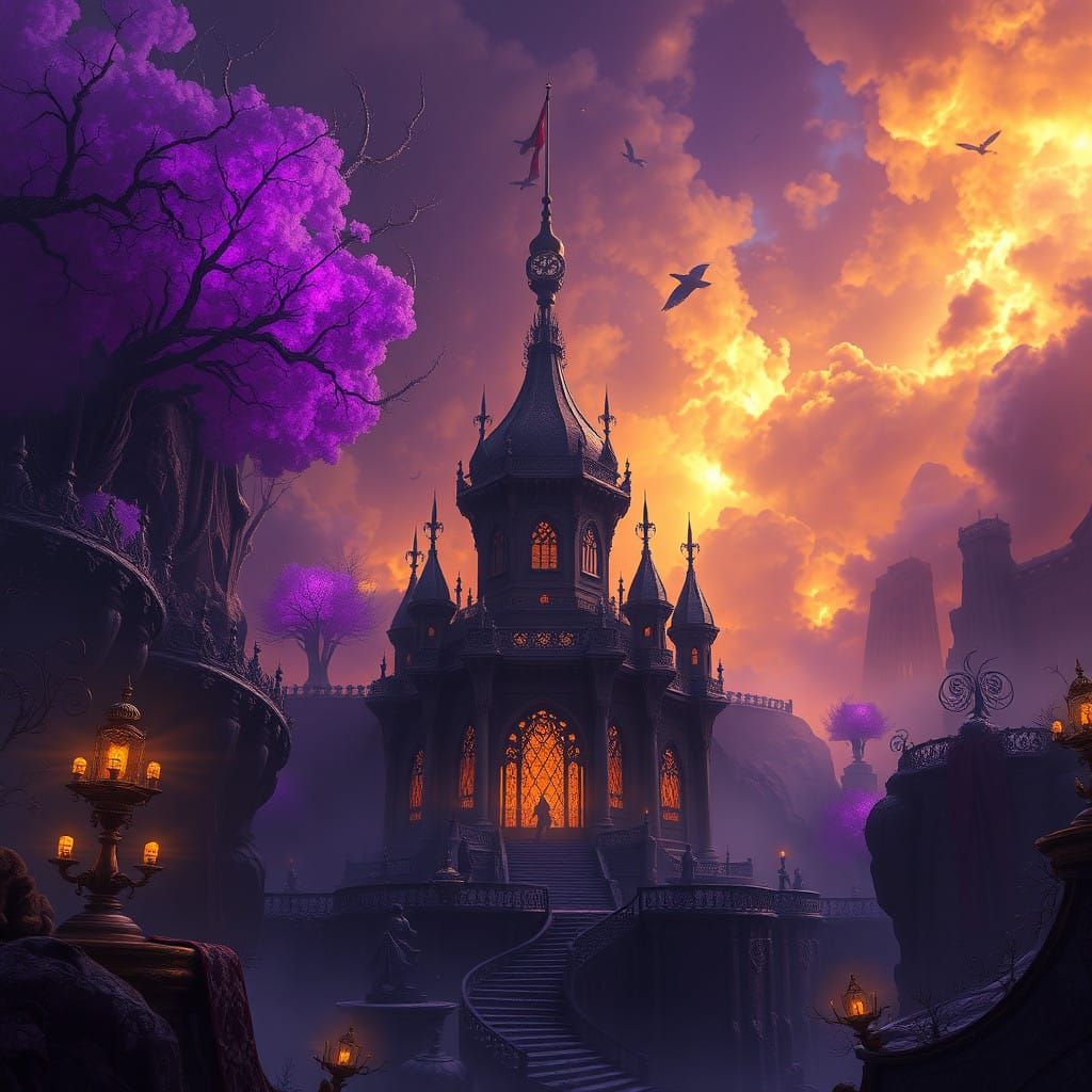 Dark Fantasy Realm in Vibrant, Hyper-Realistic Hues