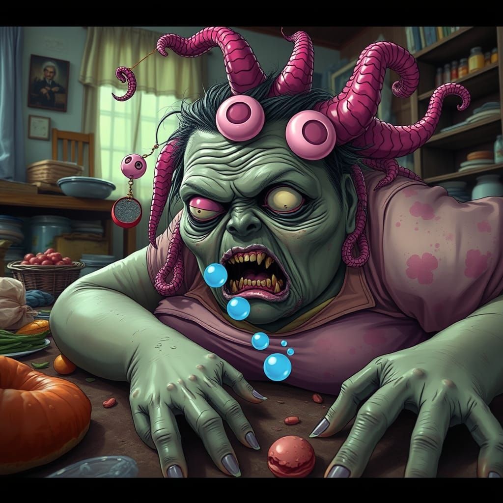 Zombie Woman with Tentacles: Greg Rutkowski Style