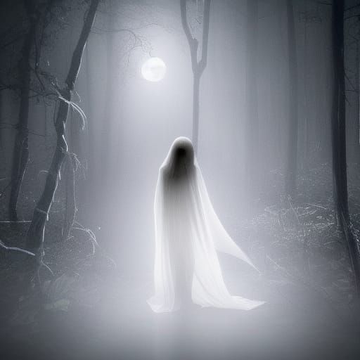 Ethereal Elfin Ghost in Haunted Winter Woods