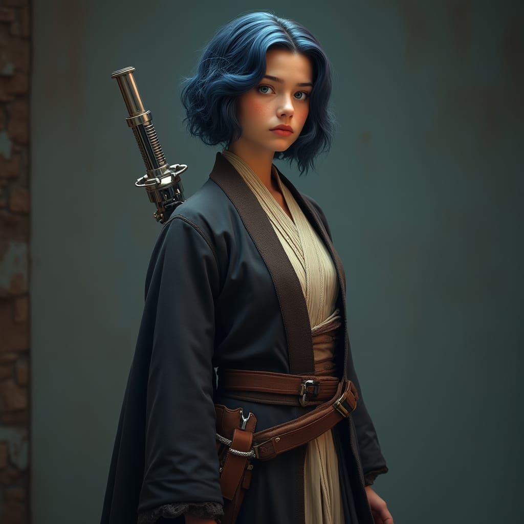 Elegant Jedi Padawan in Victorian-Inspired Attire