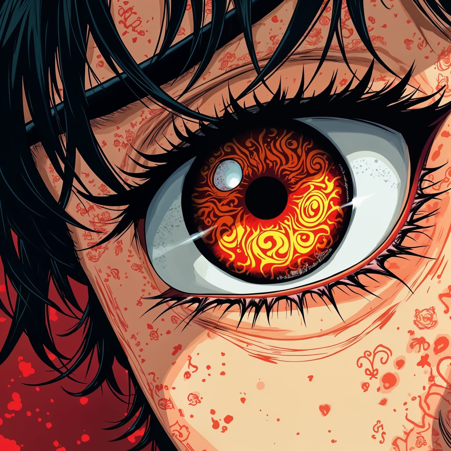 Rare Sharingan Eyes in Manga Style