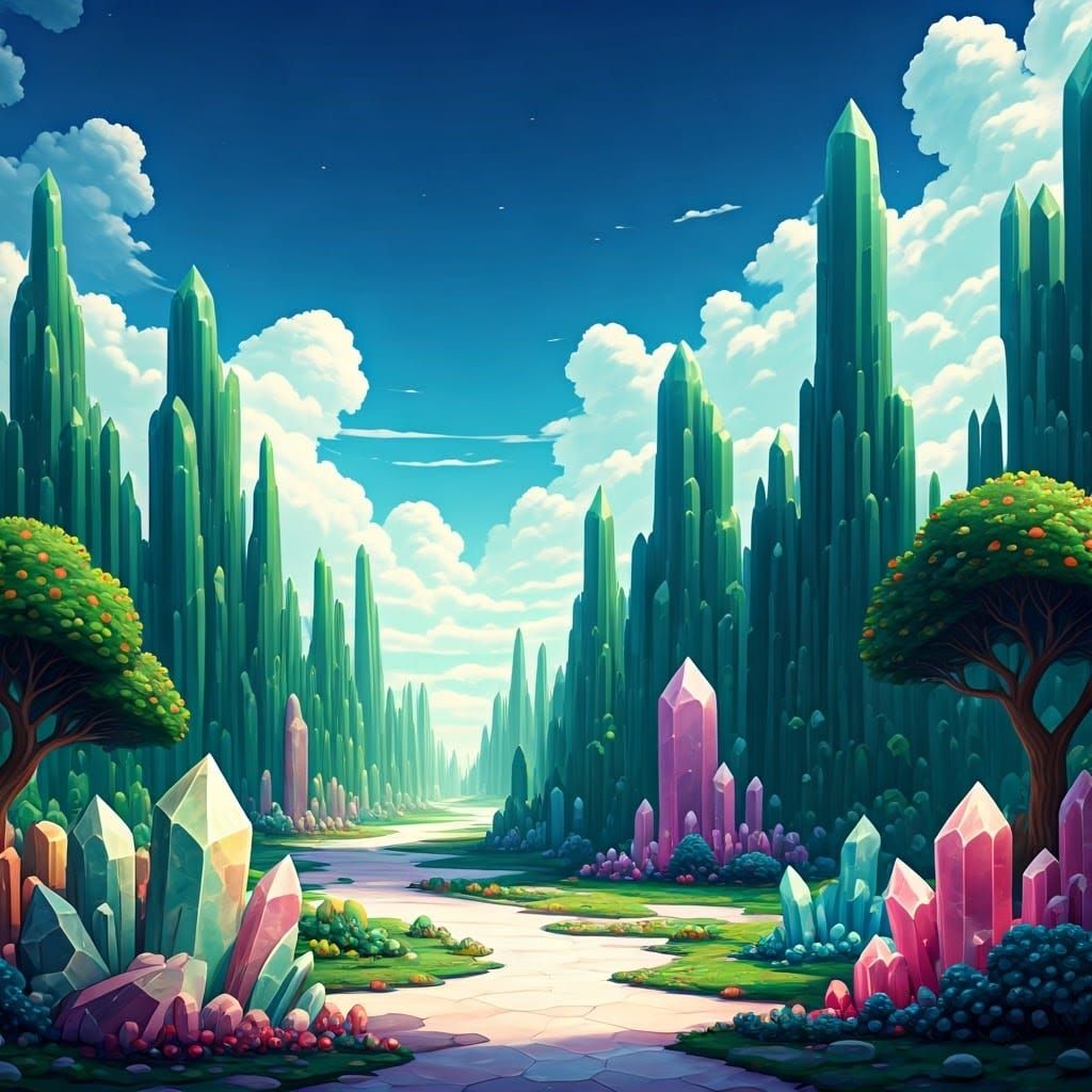 Gemstone Landscape Inspired by Beksiński and Stålenhag