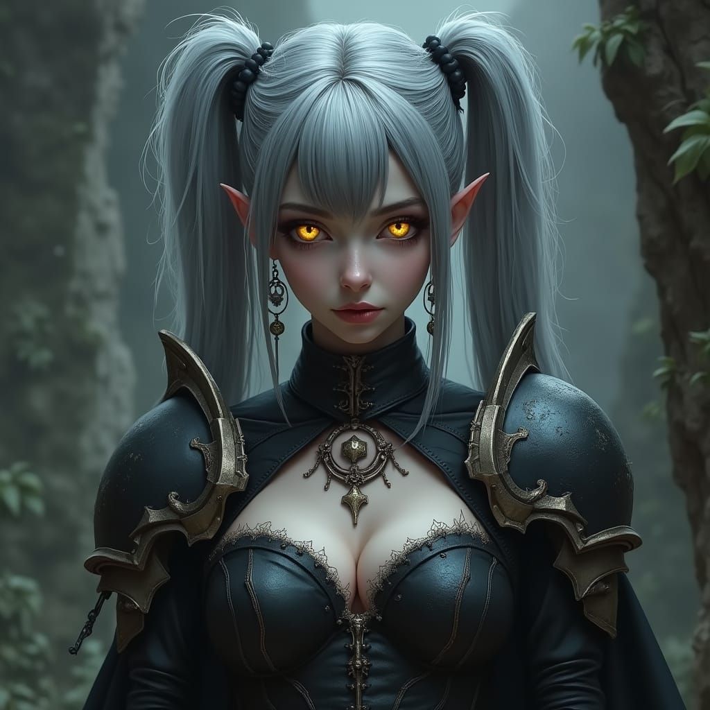 Gothic Vampire Paladin with Yellow Eyes