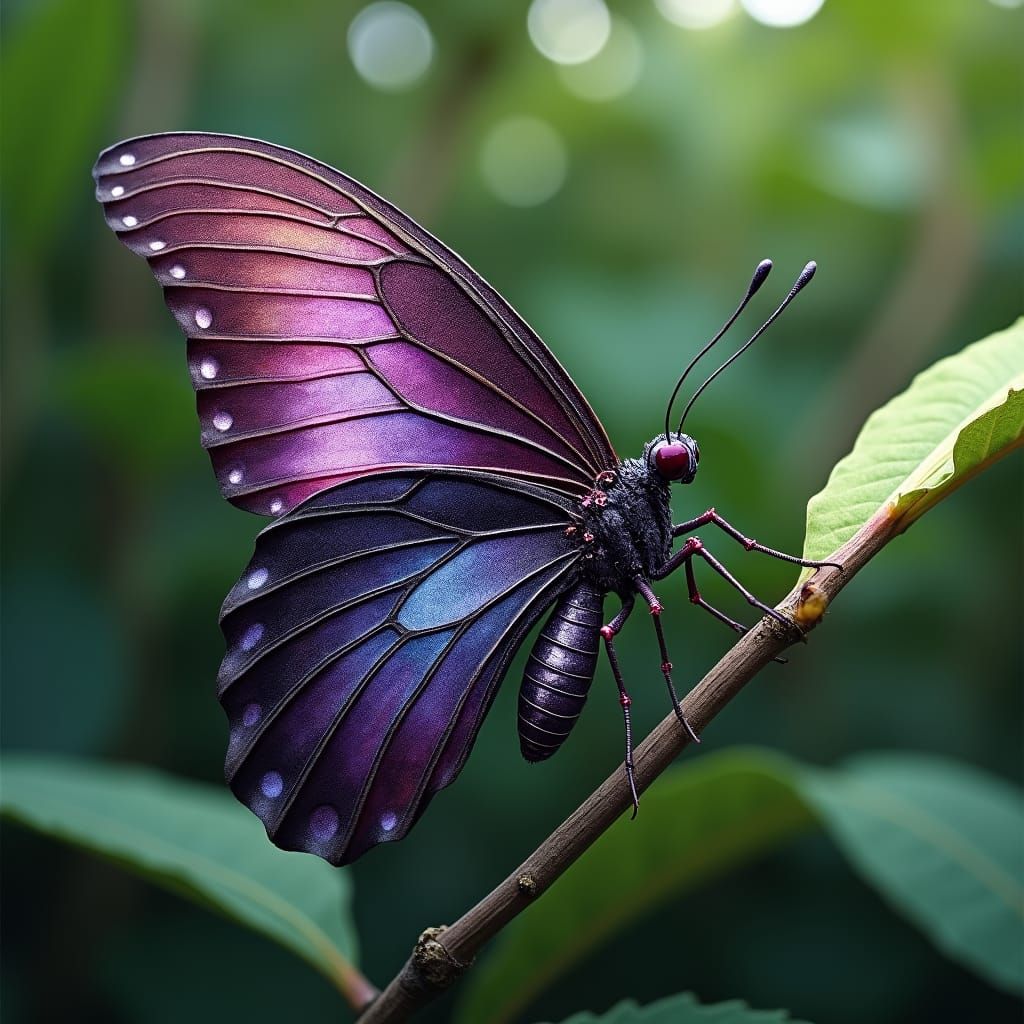 Iridescent Butterfly with Soda Can Colors