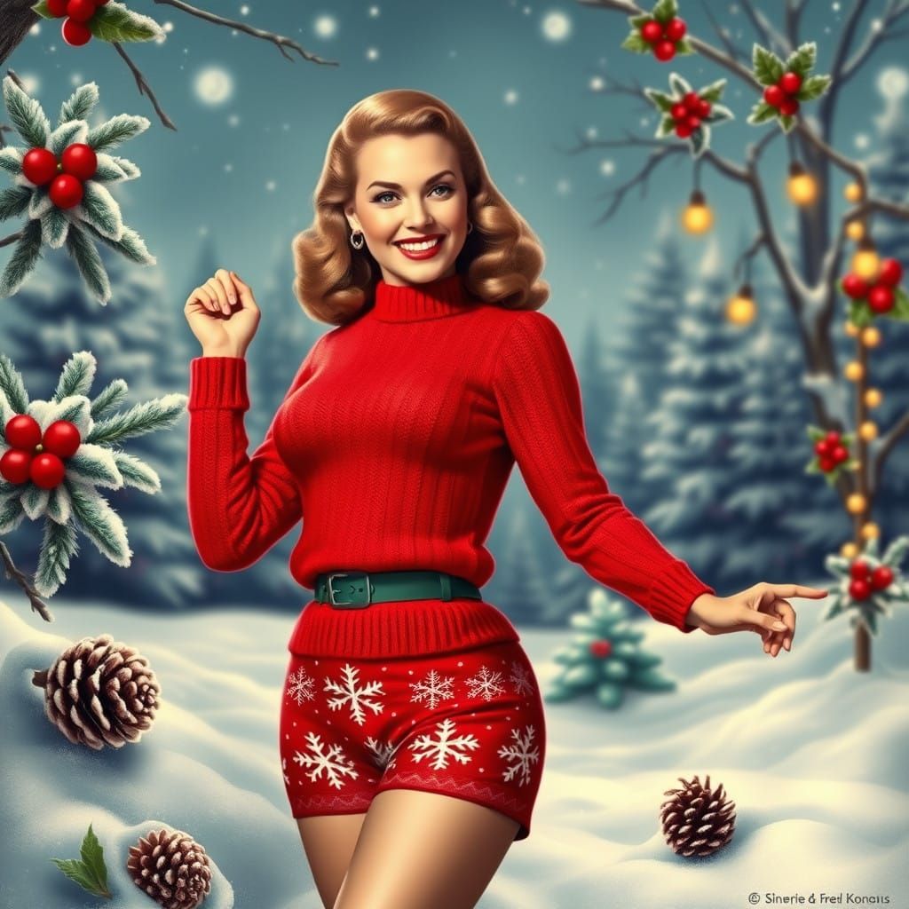 Vintage Inspired Holiday Pin-Up in a Winter Wonderland