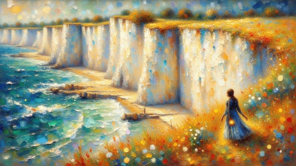 Quirky White Cliffs of Dover Painting