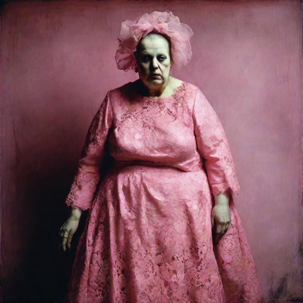 Alien in Pink Dress: Grotesque Fashion Portrait