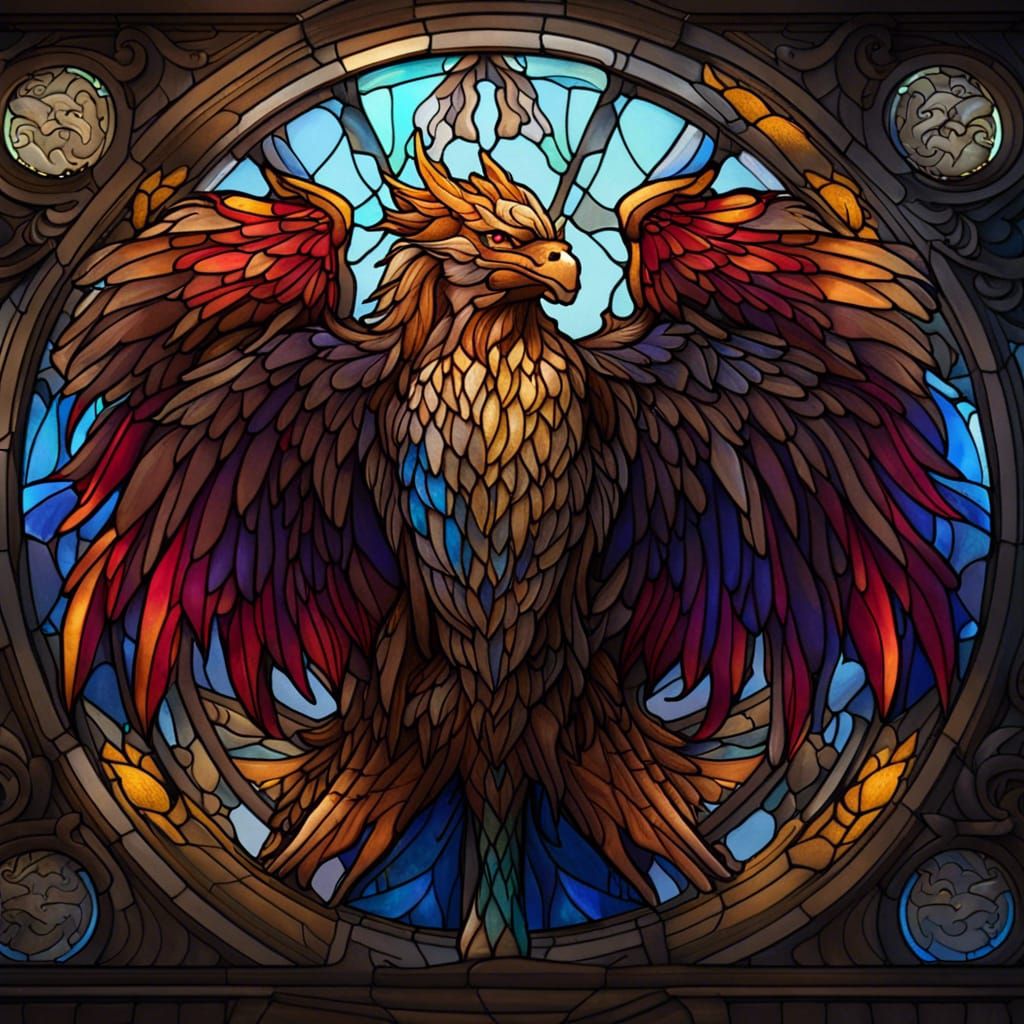 Stained Glass Griffin Fantasy Concept Art