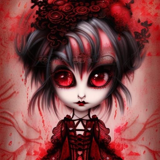 Gothic Porcelain Doll with Big Eyes