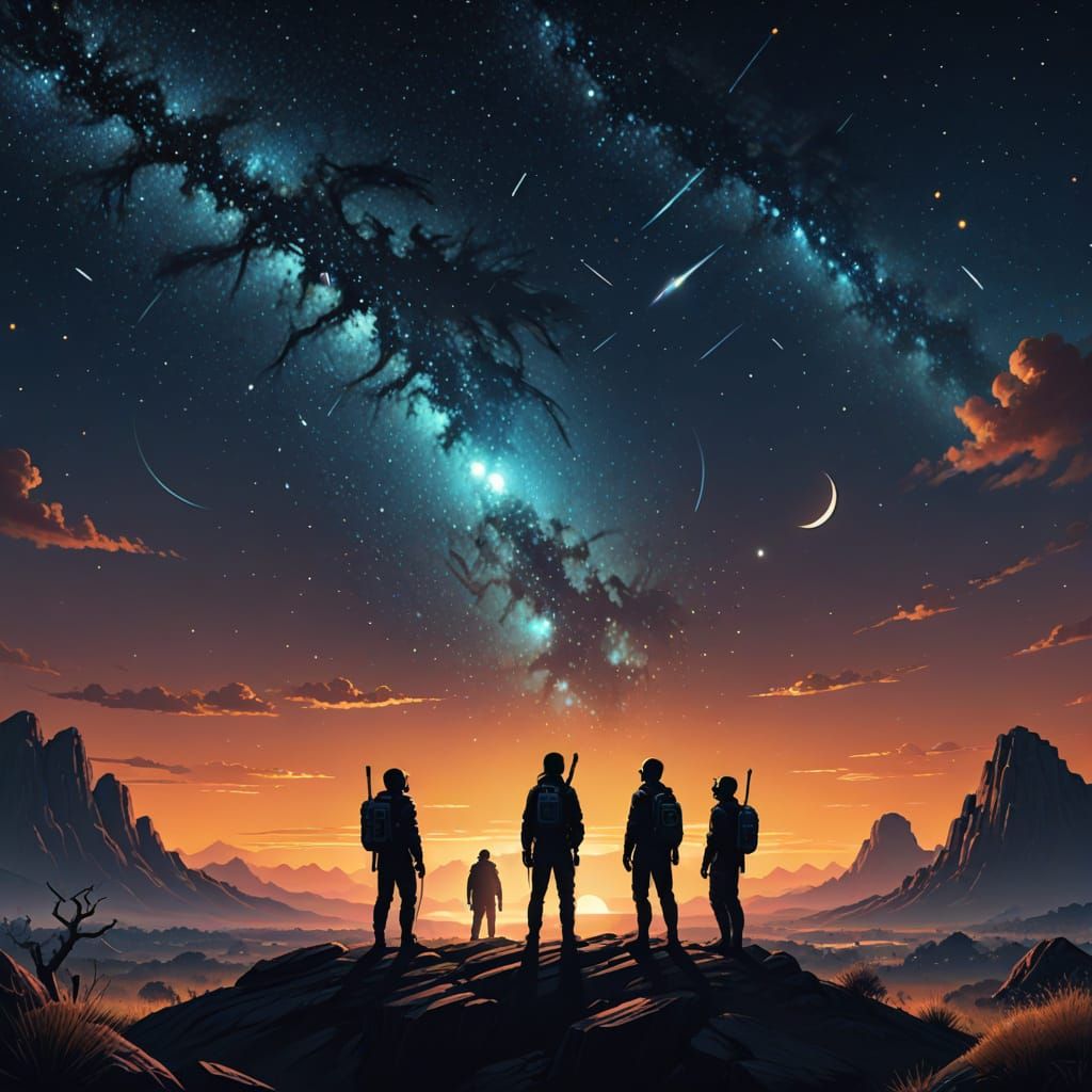 Men in Black Watching Prehistoric Astronomers