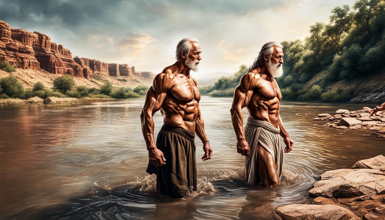 Biblical Prophets on a Riverbank in Hyperrealism