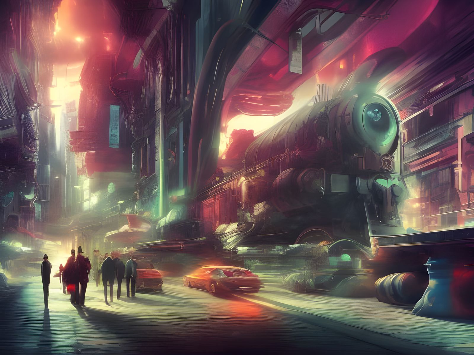 Futuristic Maglev Train Interior in Futurepunk Style