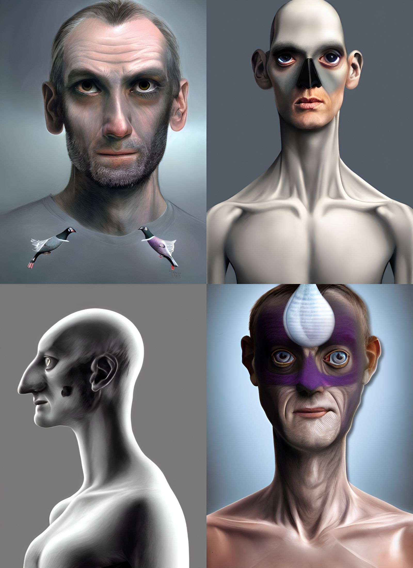 Hyperrealistic Pigeon as Human Concept Art