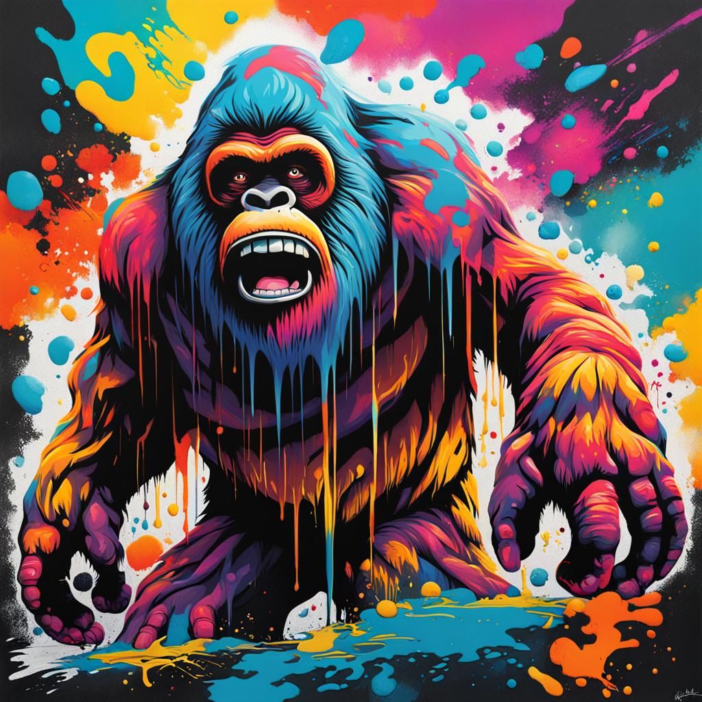 Big Foot in Colorful Graffiti Street Art