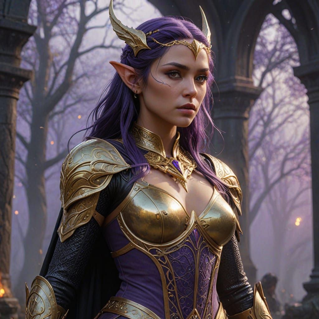 Elven Goth Battle Goddess in Dark Fantasy