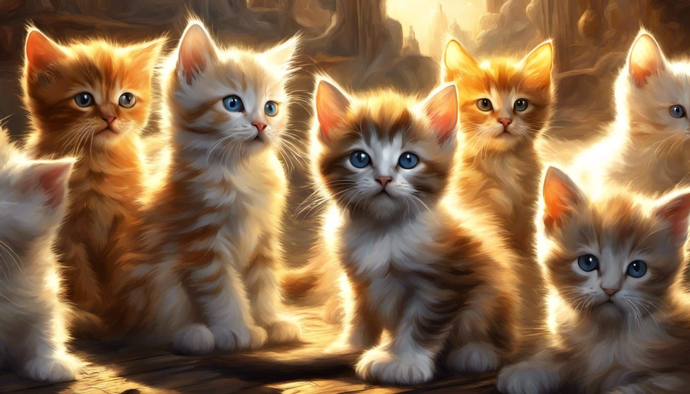 Hundred kittens in kittens world