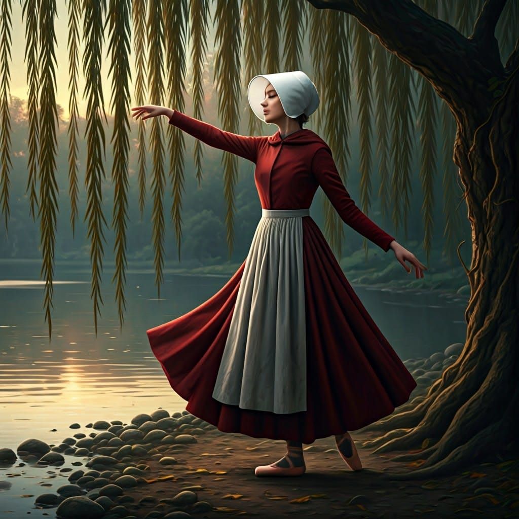 Ballet Dancer's Tranquil Moment in Gilead Landscape