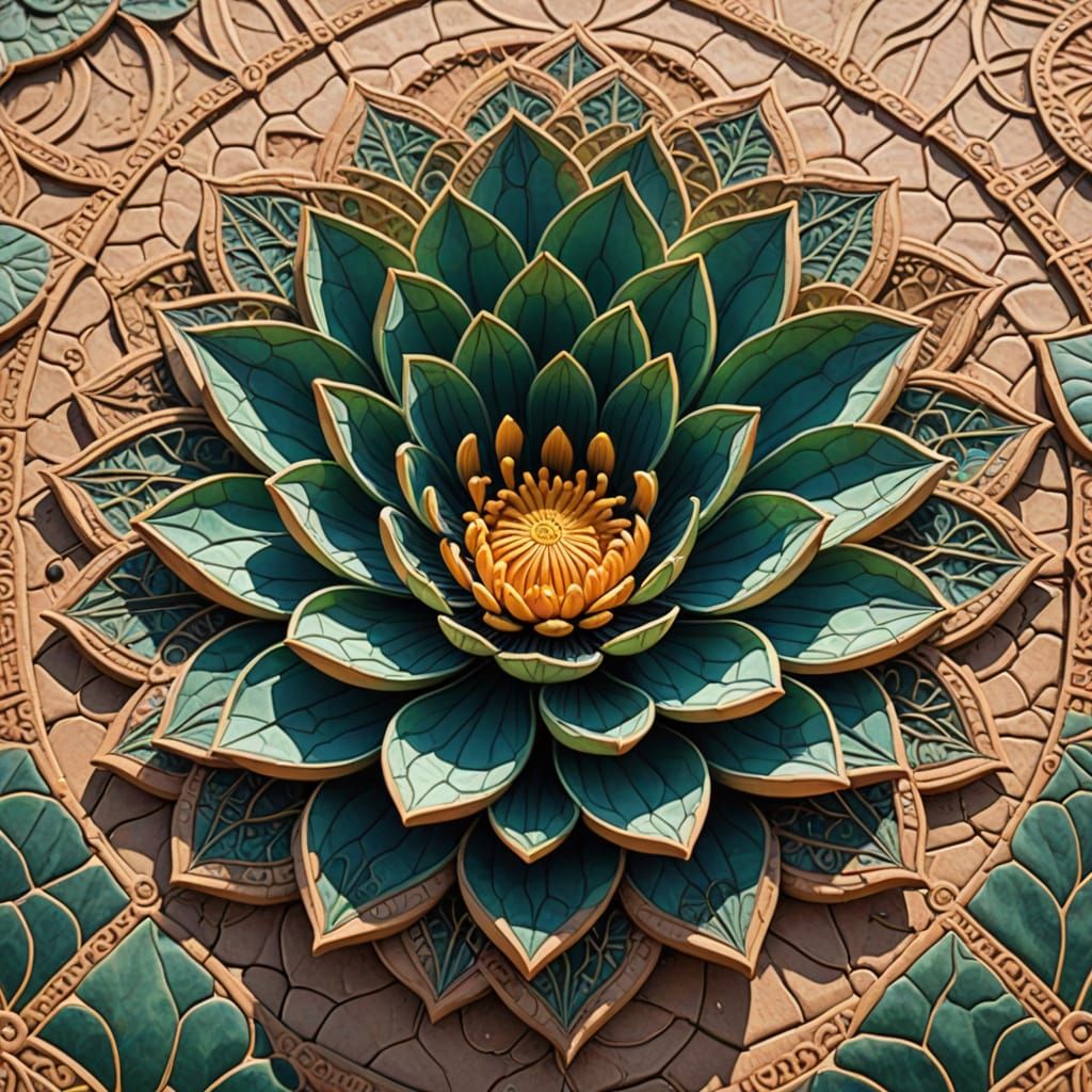 Post-Apocalyptic Desert Lotus in Quilted Beauty