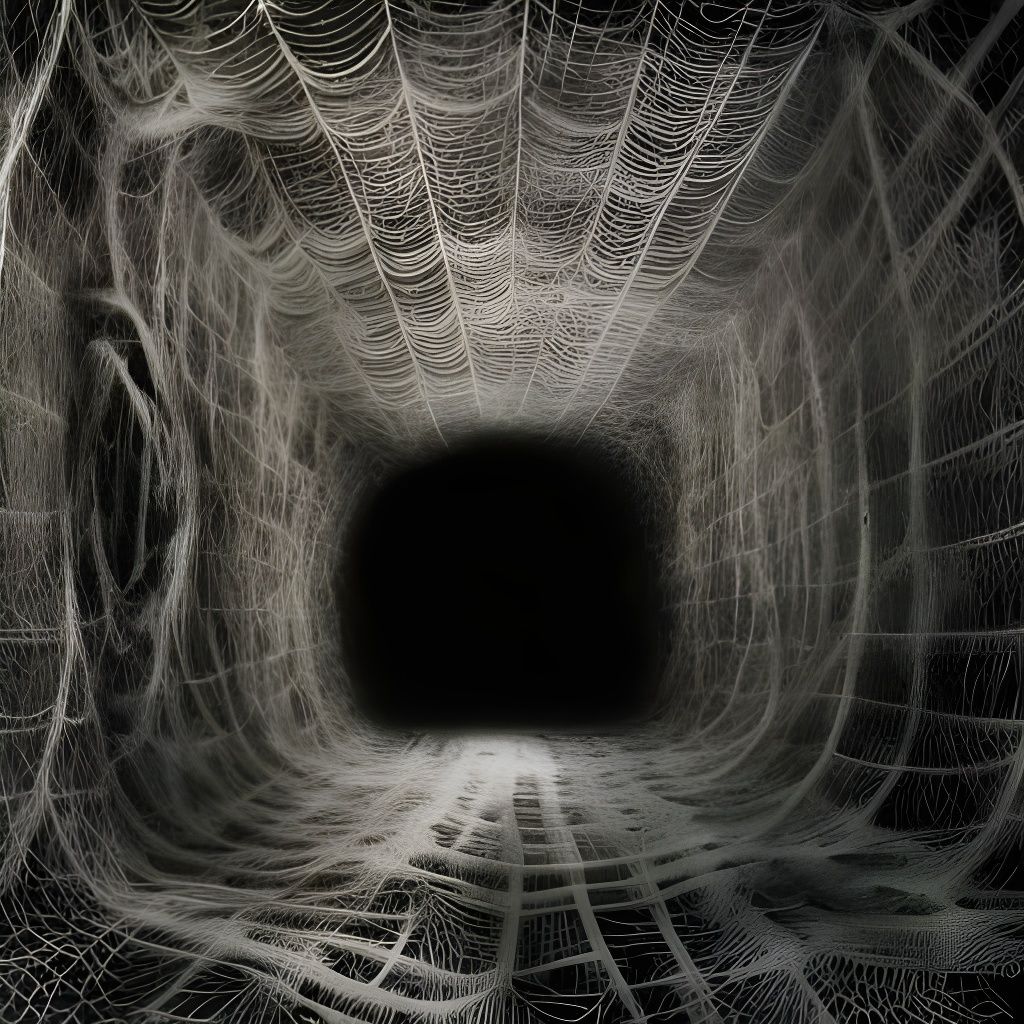 Intricate Web Tunnel: A Hyperrealistic Photograph