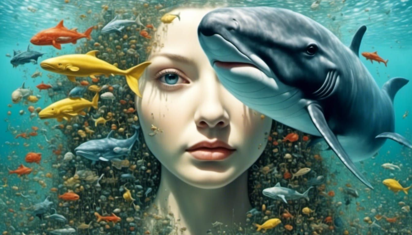 Whales and Sharks in Digital Art Style