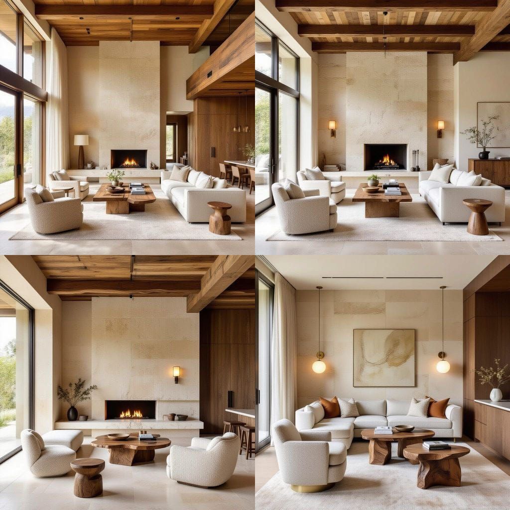 Travertine Stone & Walnut Luxury Interior Design