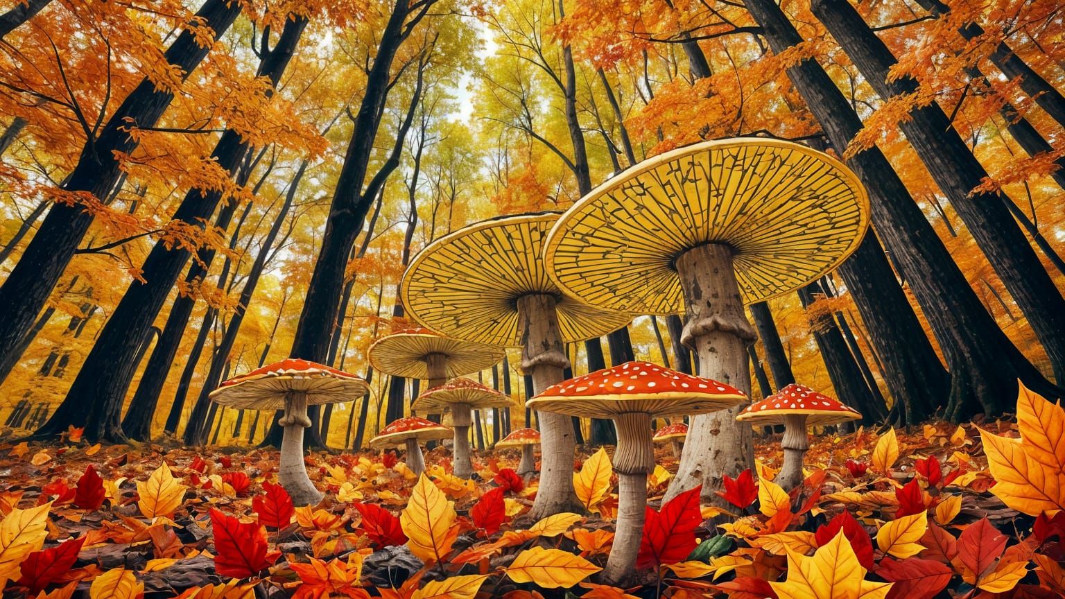 Autumn Forest Canopy in Art Nouveau Style