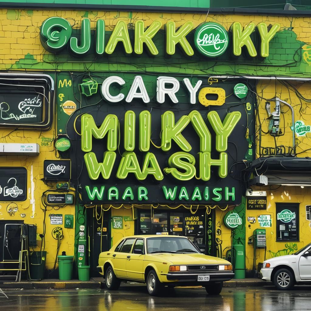Surreal Car Wash Logo Concept Art in 8K