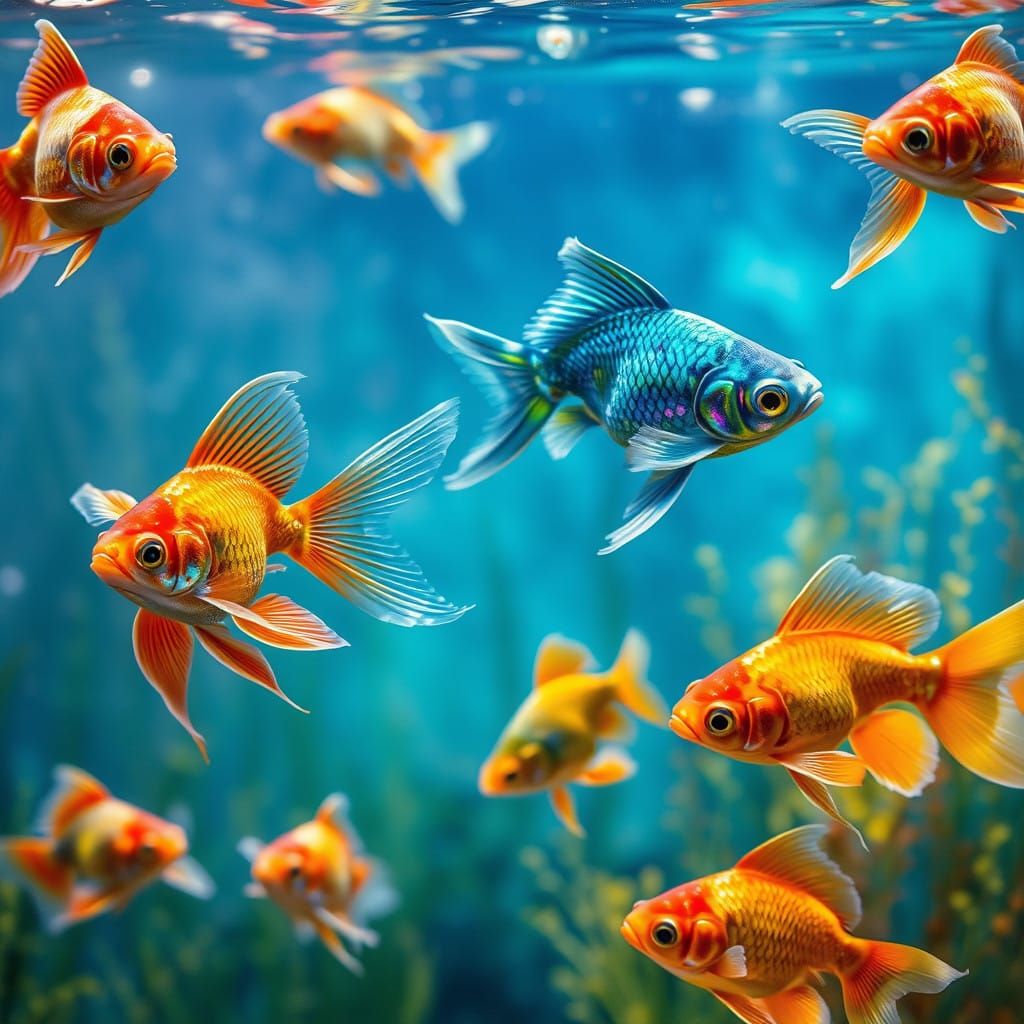 A colourful array of cold water and temperate fish swimming ...