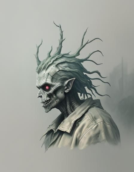 Grotesque Zombie Creature in Dimly Lit Alleyway