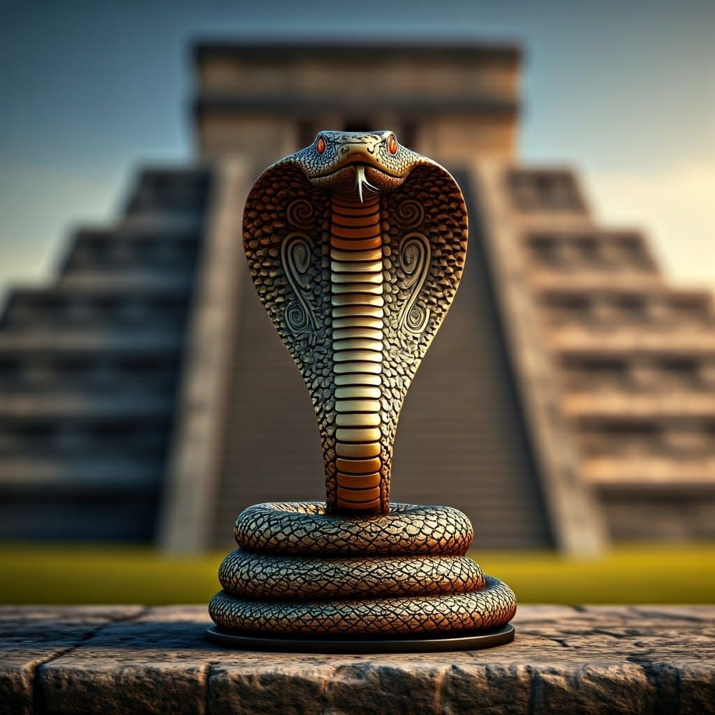 Ornate Cobra Statue in Biomechanical Art Style