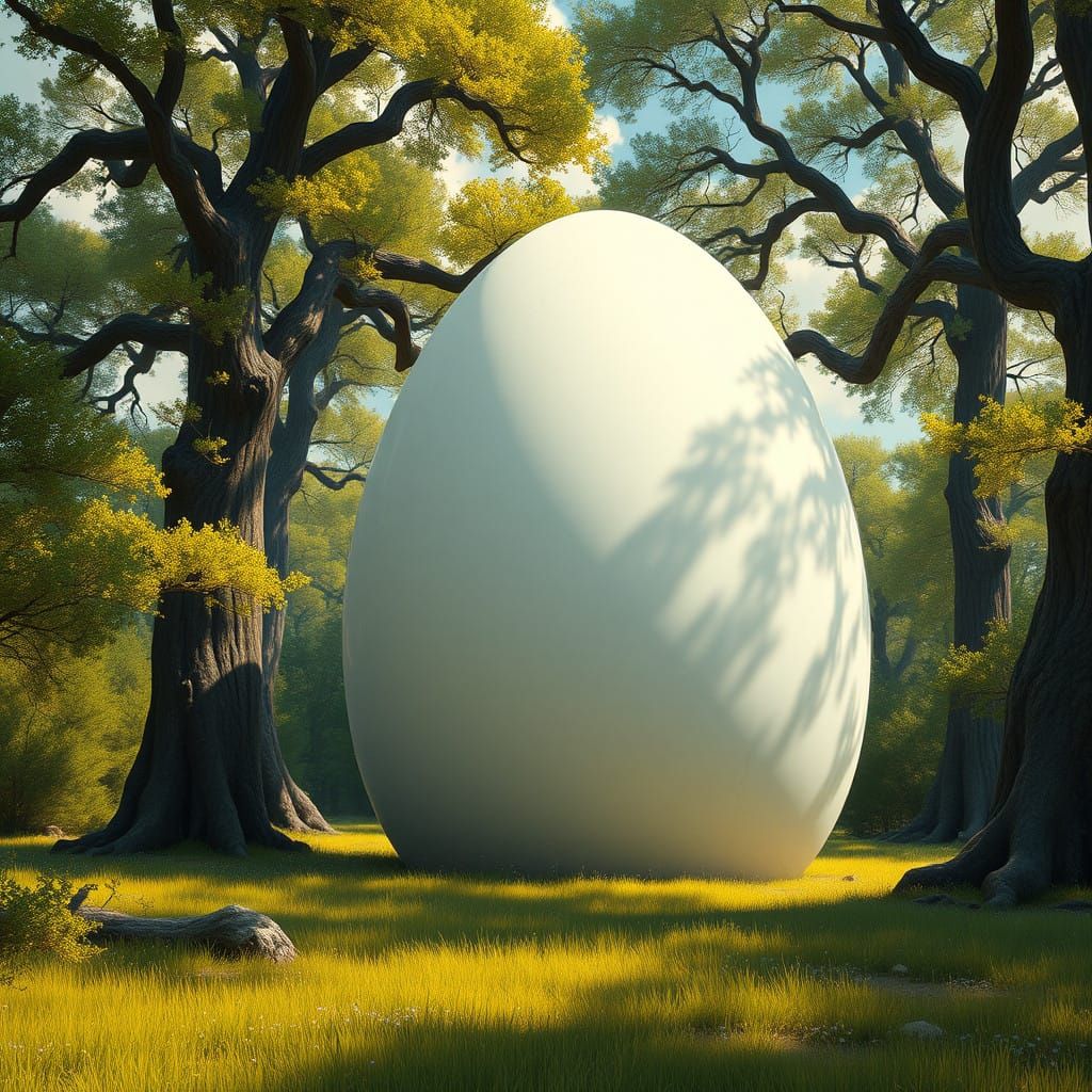 Gargantuan Egg in a Vibrant Meadow