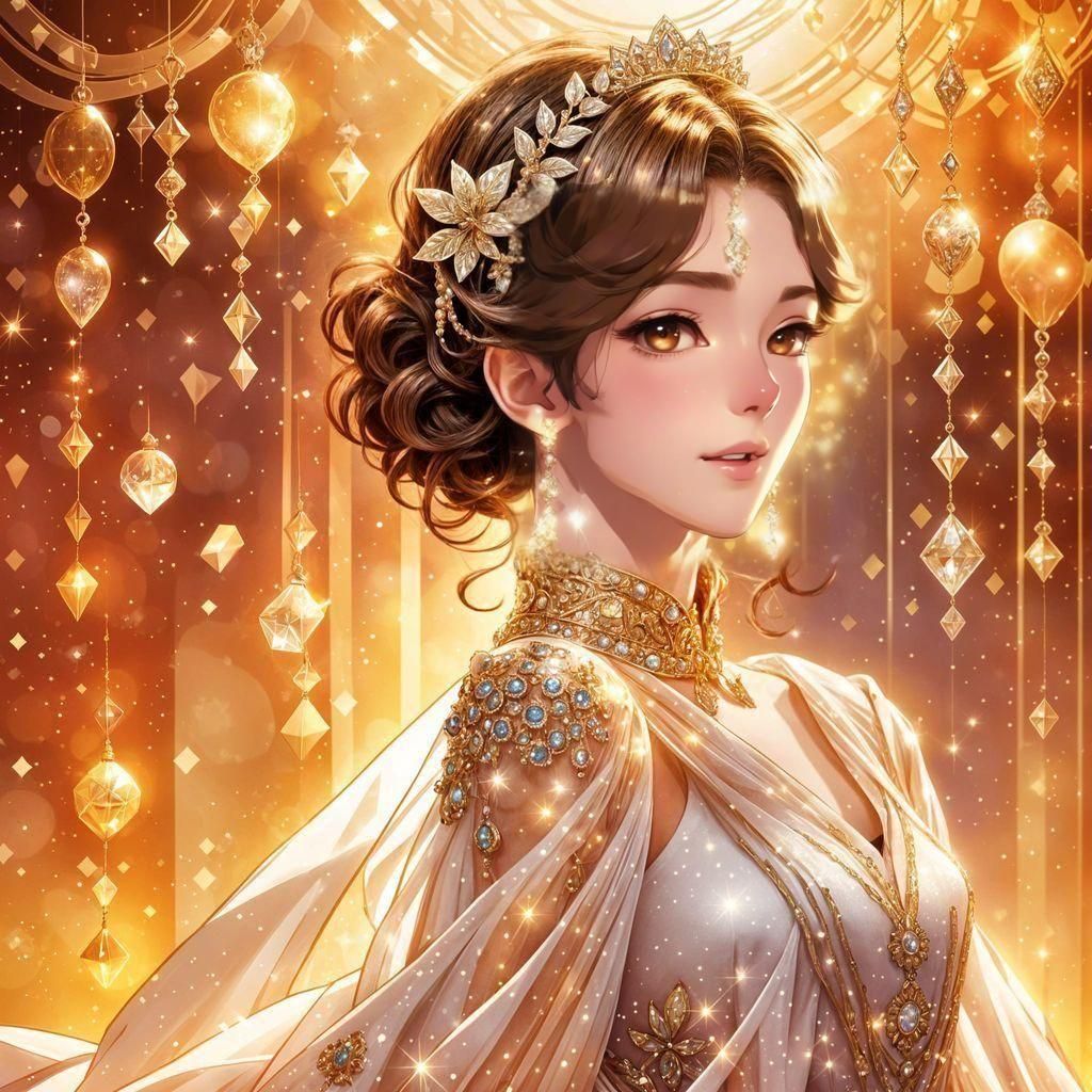 Woman in Diamond Jewelry: Anime Style Portrait