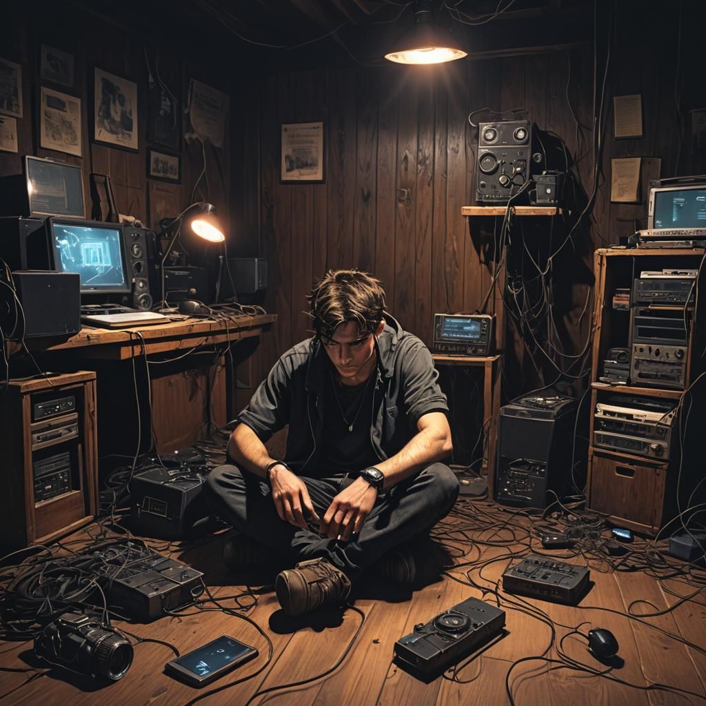 Dark Fantasy: Sad Man with Broken Tech