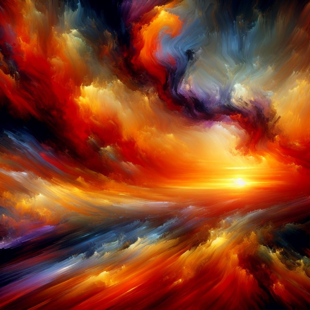 Fiery Abstract Sunset with Vibrant Colors