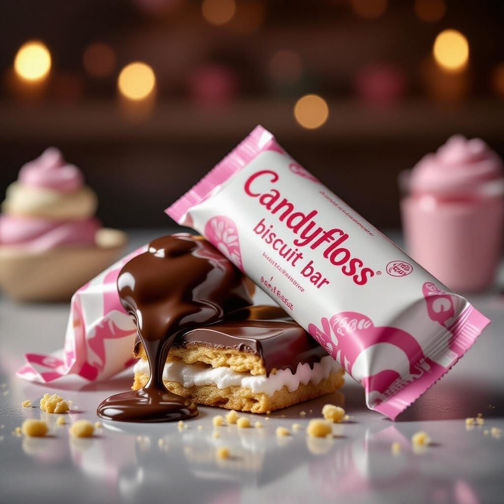 Hyper-Realistic Candyfloss Biscuit Bar Ad