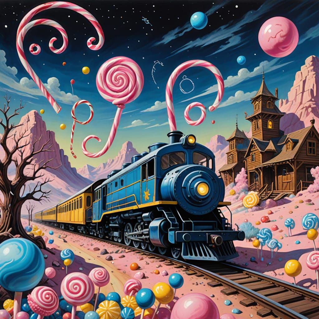 Whimsical Alien Robs Wild West Train with Candy