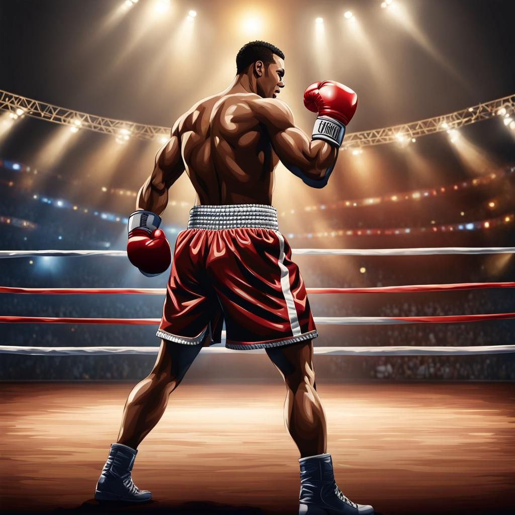 Boxer Victory Celebration in Championship Ring