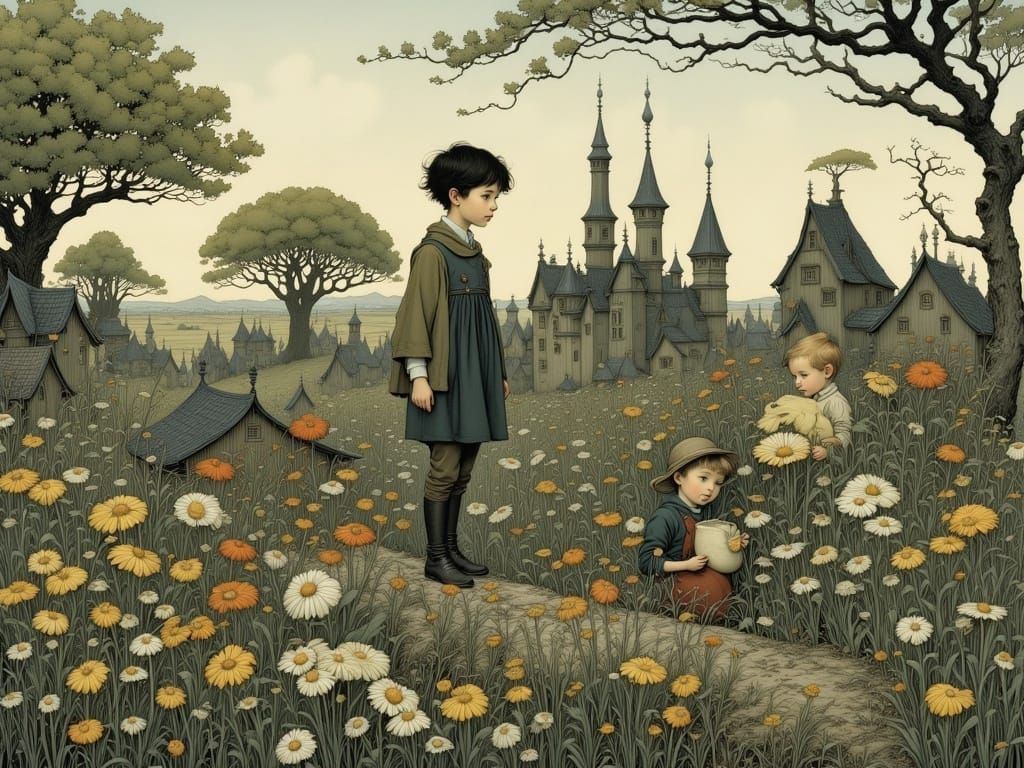 Children Tend Flowers in Rooftop Garden