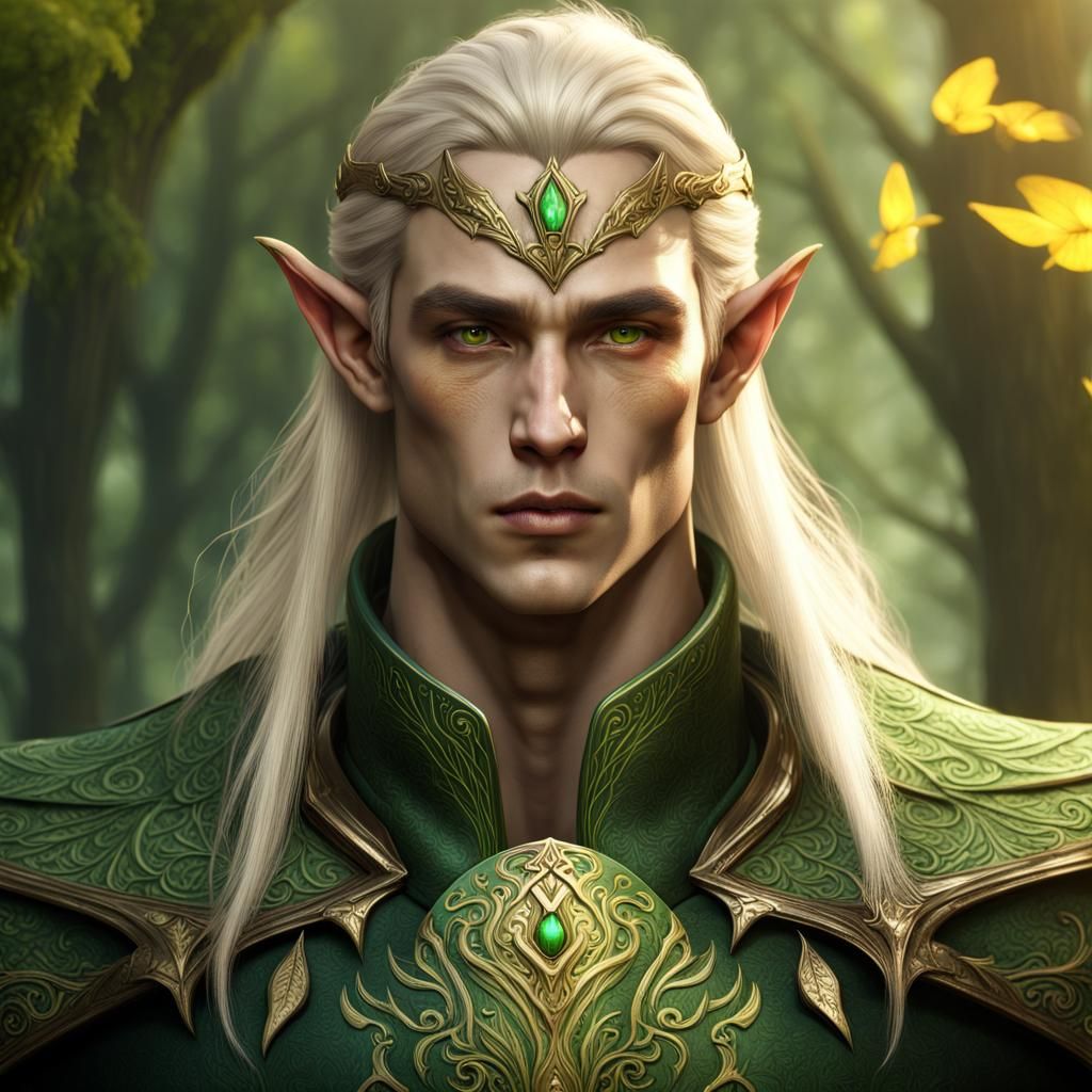 Handsome Green Elven Male in Detailed Fantasy Art