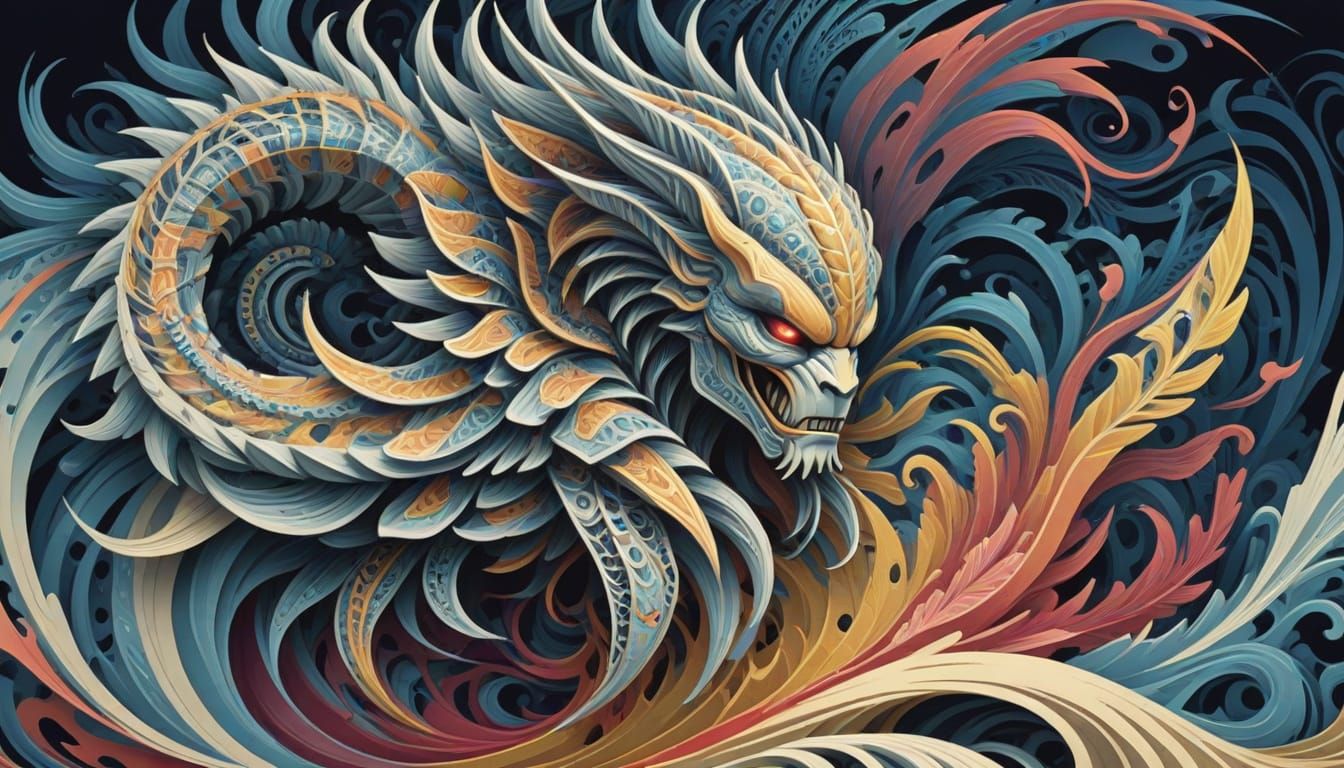 Abstract Predator Vector Fractal Painting