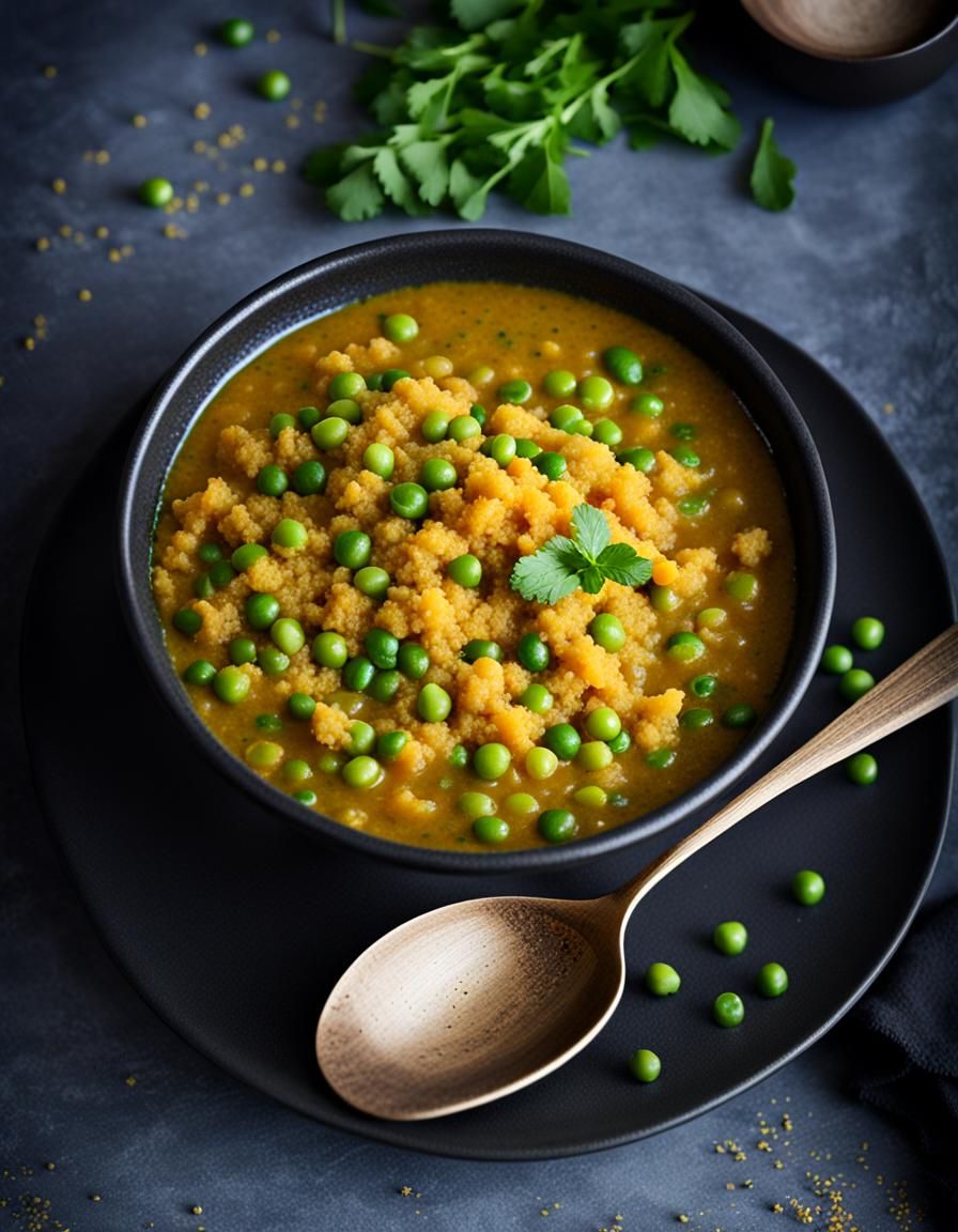 Delicious Bulgur, Quinoa, and Pea Soup with Spices