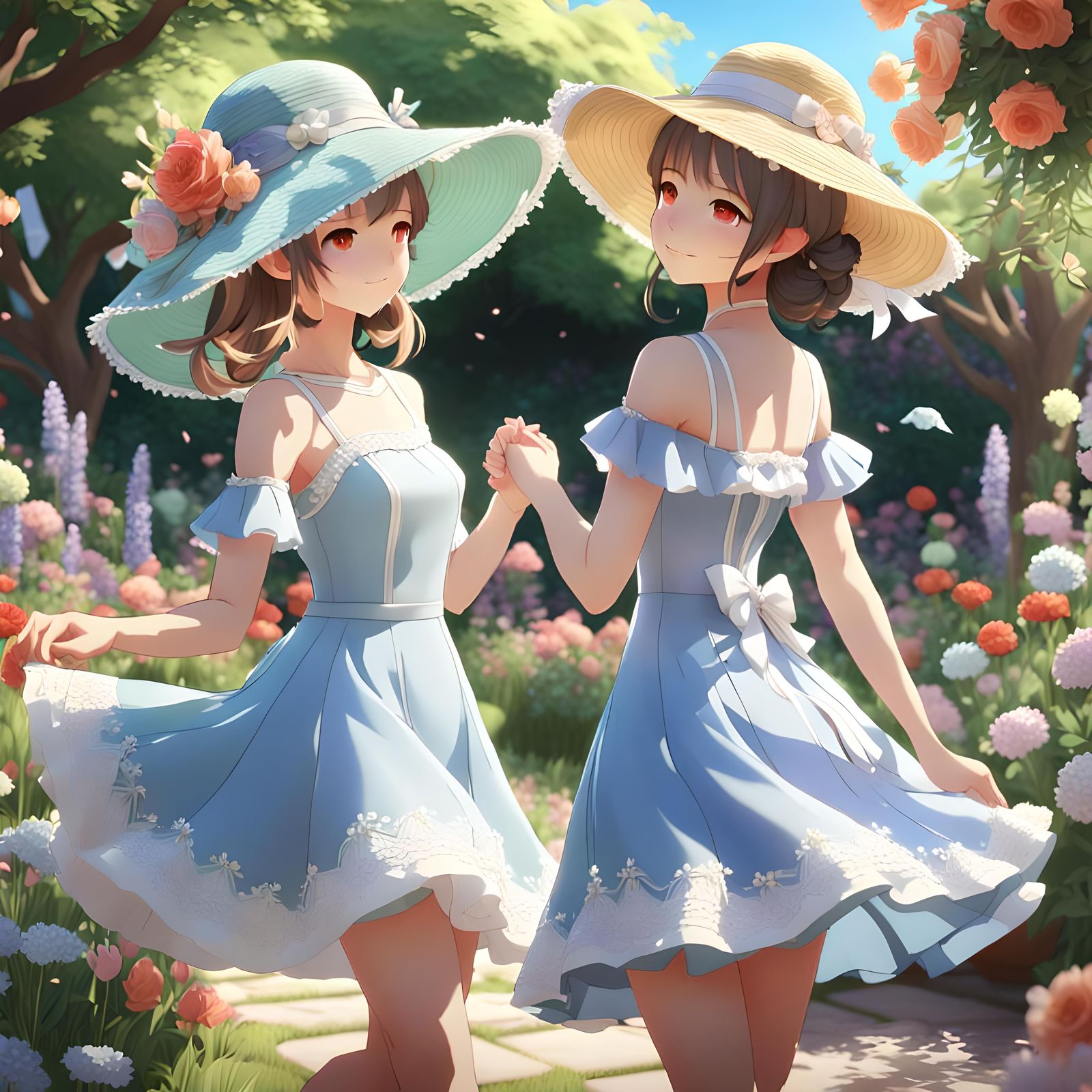 Garden Party Dance in Colorful 3D Anime Art