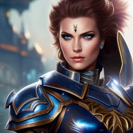 Armored Paladin Girl Portrait in Detailed Digital Art