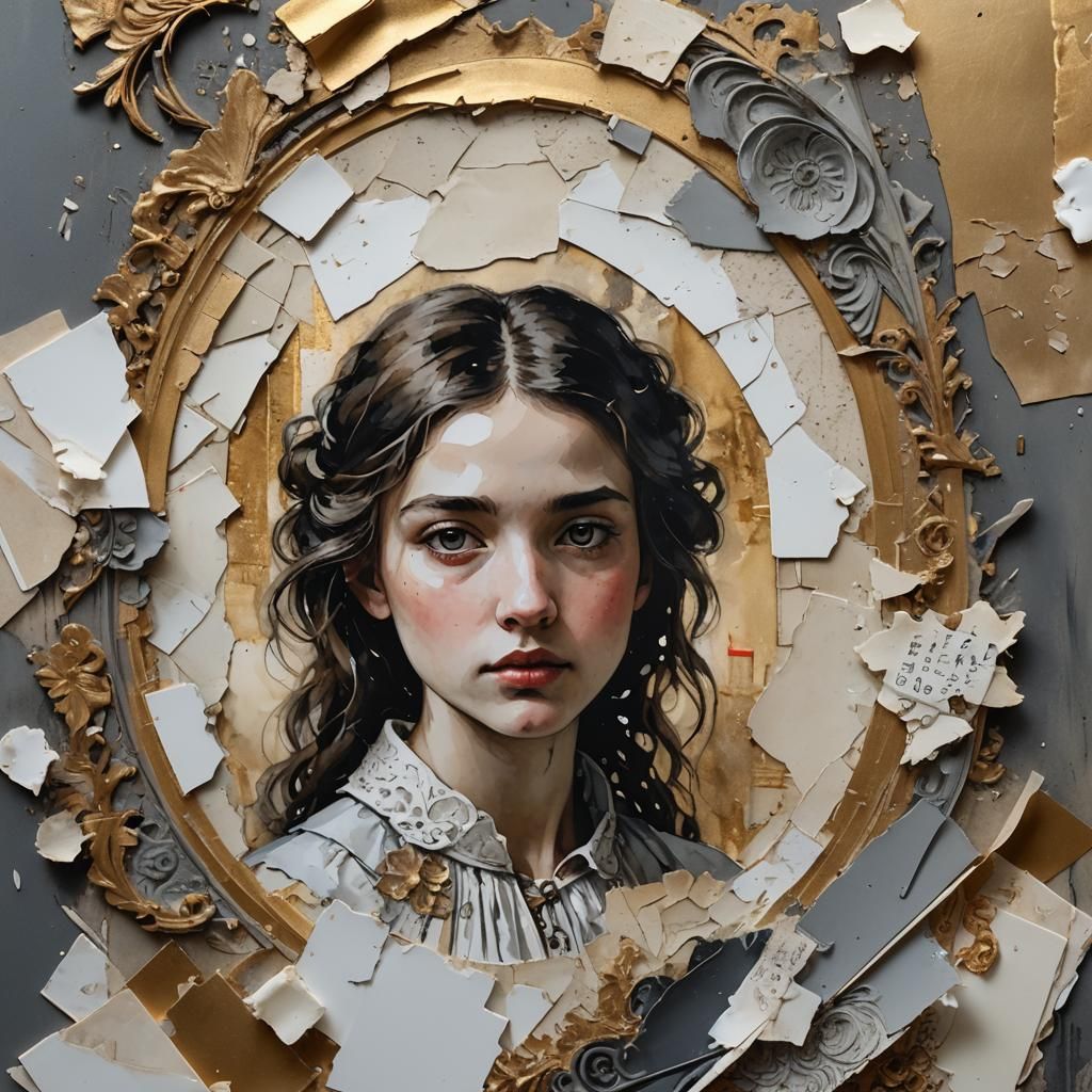 Art Nouveau Portrait with Porcelain and Papers