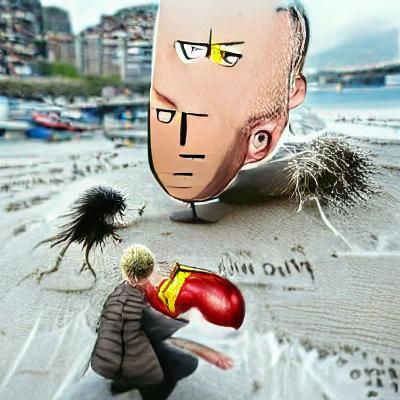 Stylized One-Punch Man Illustration in Anime Style