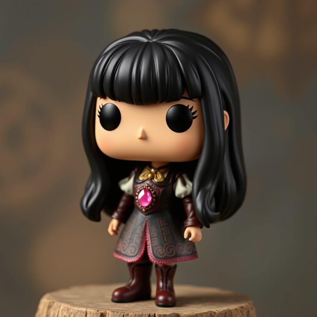 Funko Pop of a female with medium length black hair with bangs  could have a lovely costume with some florals or Celtic ...