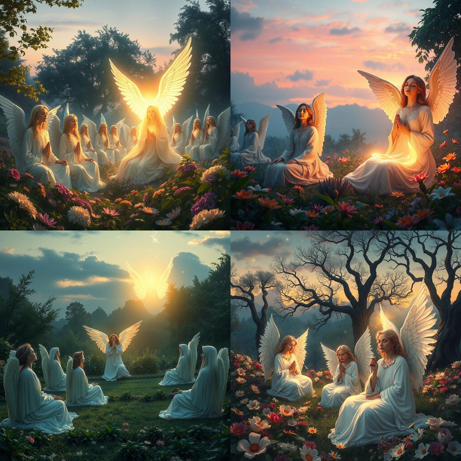 Angels in Twilight Garden: Fantasy Concept Art